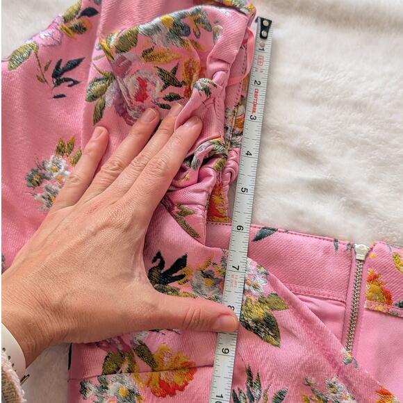 BEC & BRIDGE Pink Peony Party Jacquard Puff Shoulder Mini Dress, size 4 - Picture 5 of 10